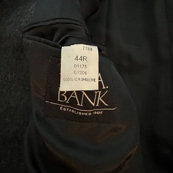 Jose Bank Mens Charcoal Grey Cashmere Dark Academia Blazer Sport Coat 44R - Picture 10 of 10